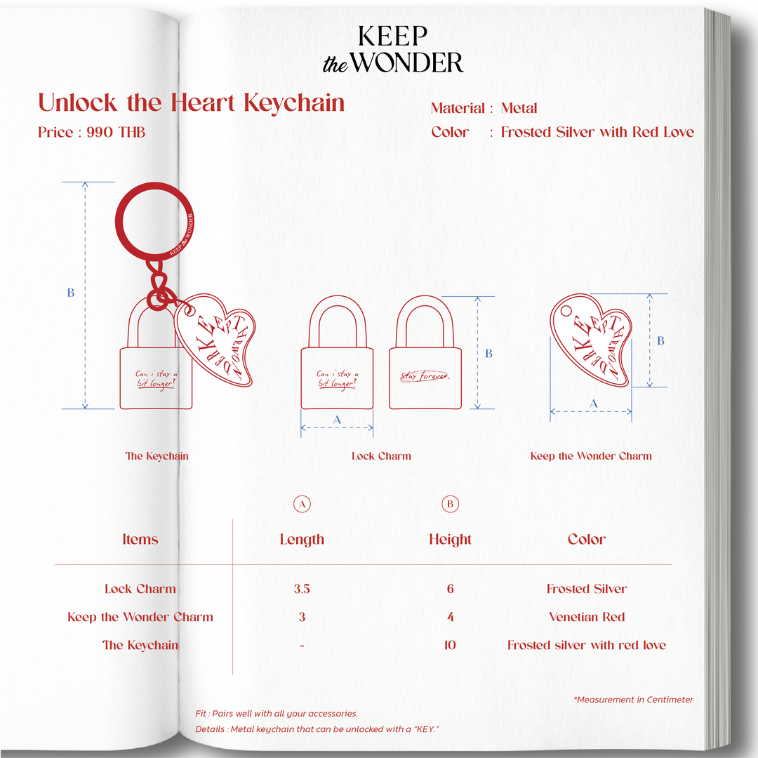 (Pre-order) Unlock the heart keychain | Frosted silver with red love