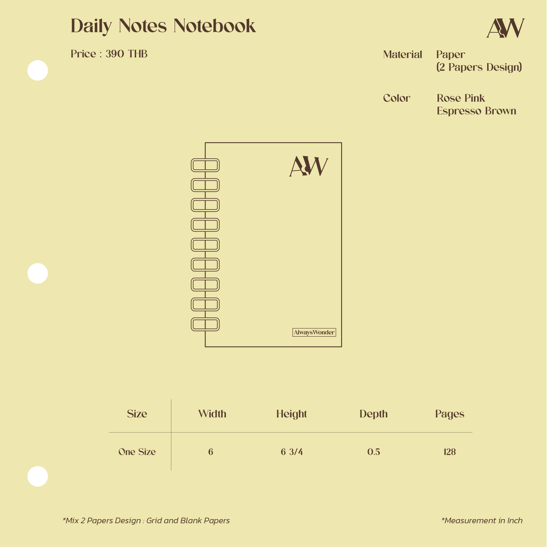 Daily Notes Notebook | Rose pink