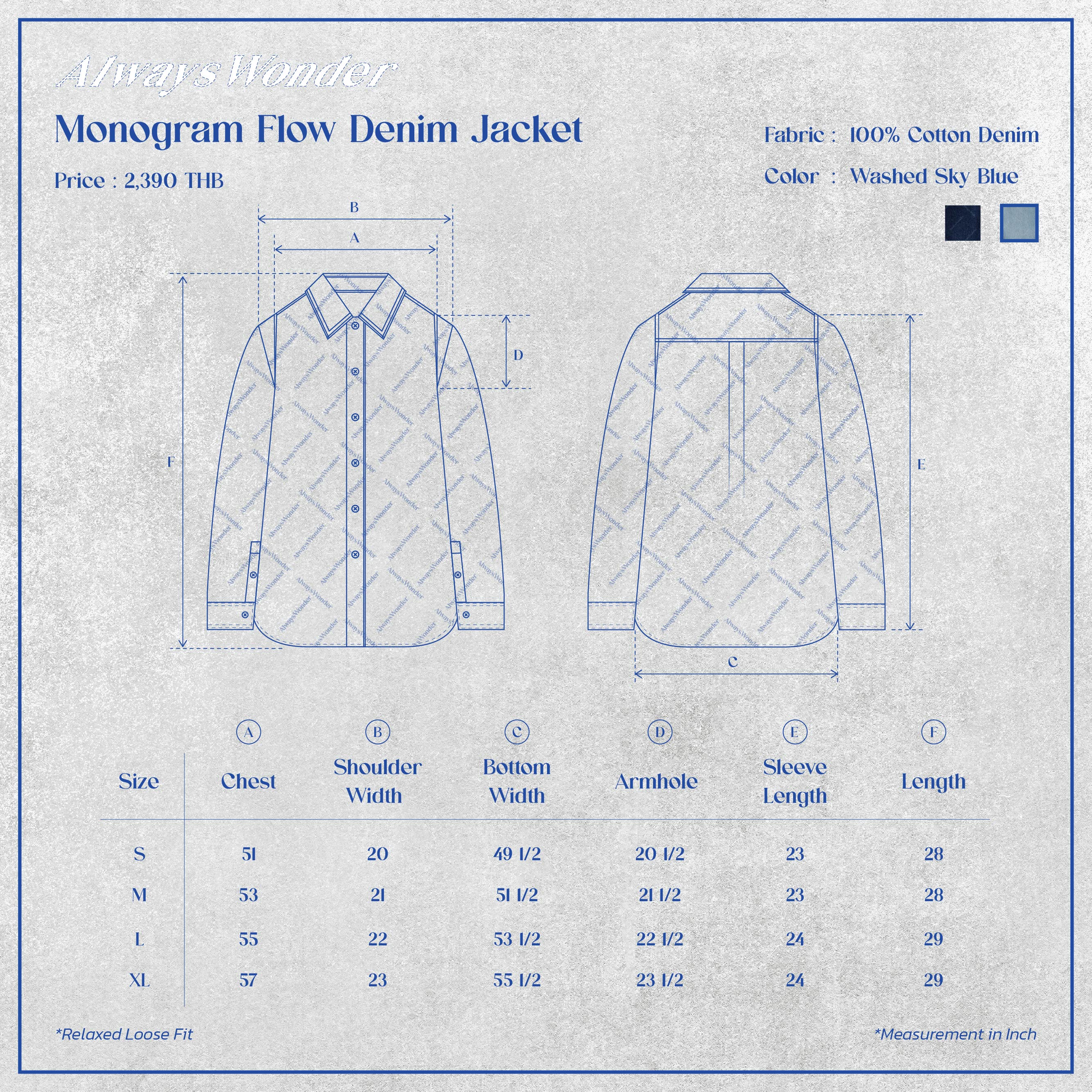 Monogram Flow Denim Jacket | Washed Sky Blue – AlwaysWonder
