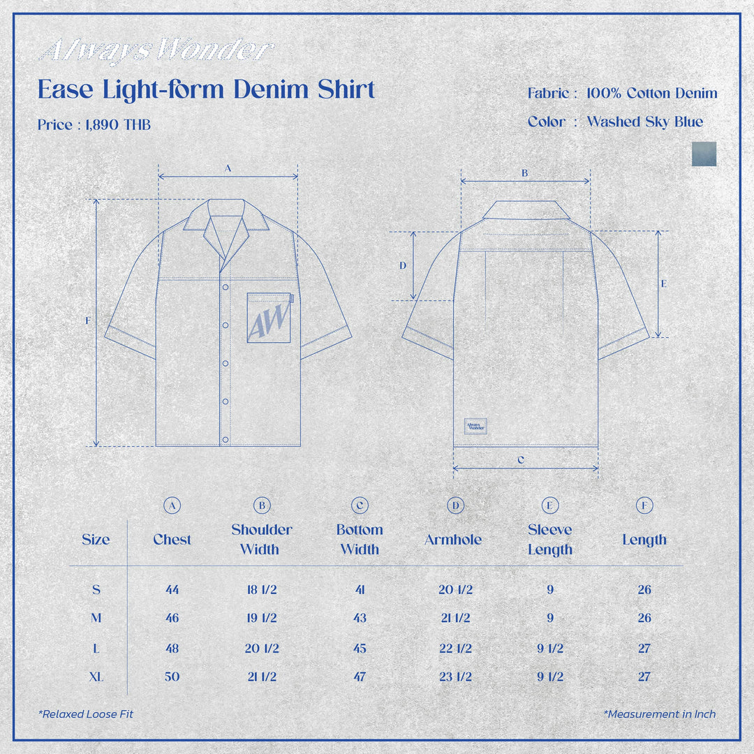 Ease Light-form Denim Shirt | Washed Sky Blue
