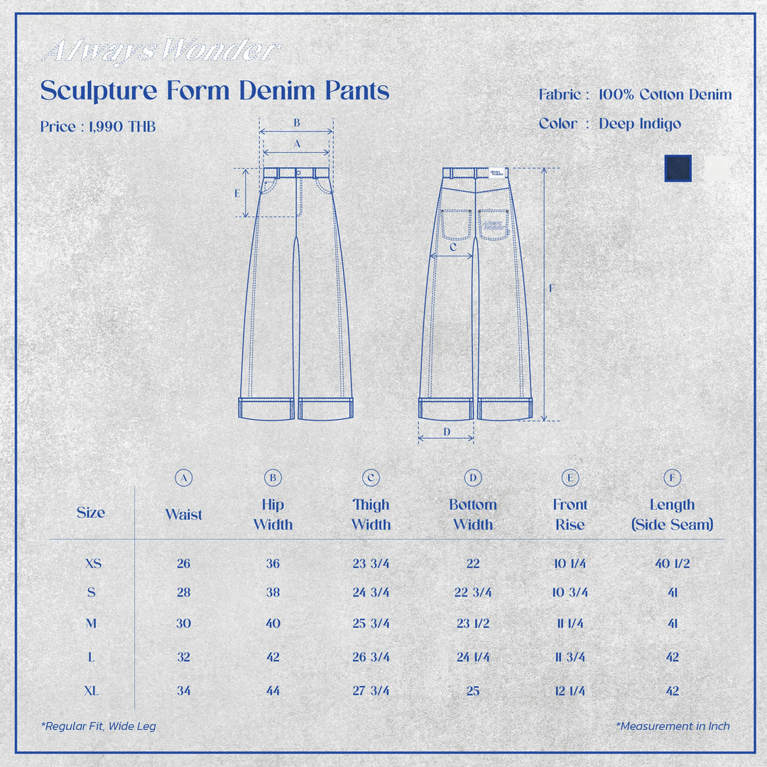 (Pre-order) Sculpture Form Denim Pants | Deep Indigo
