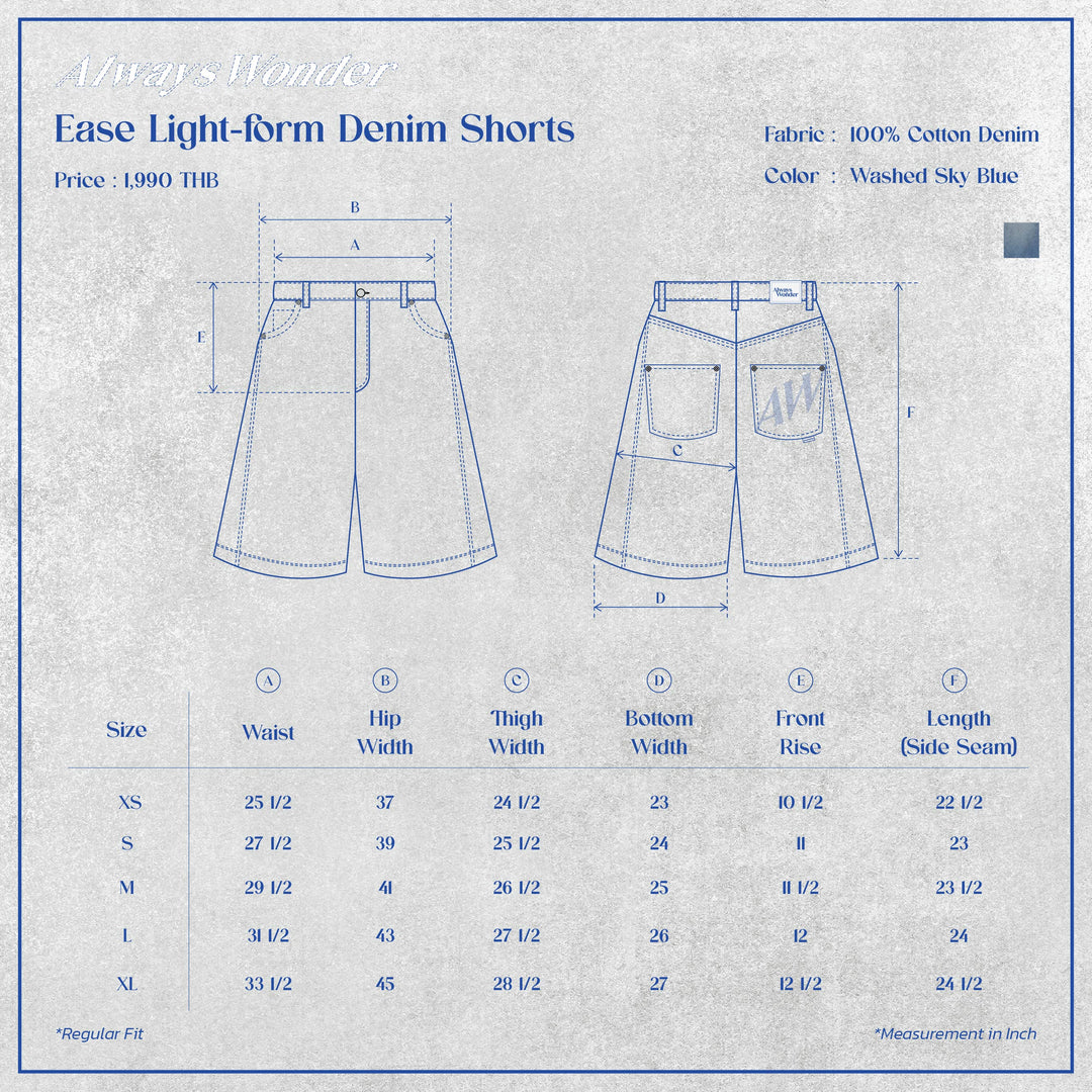 Ease Light-form Denim Shorts | Washed Sky Blue