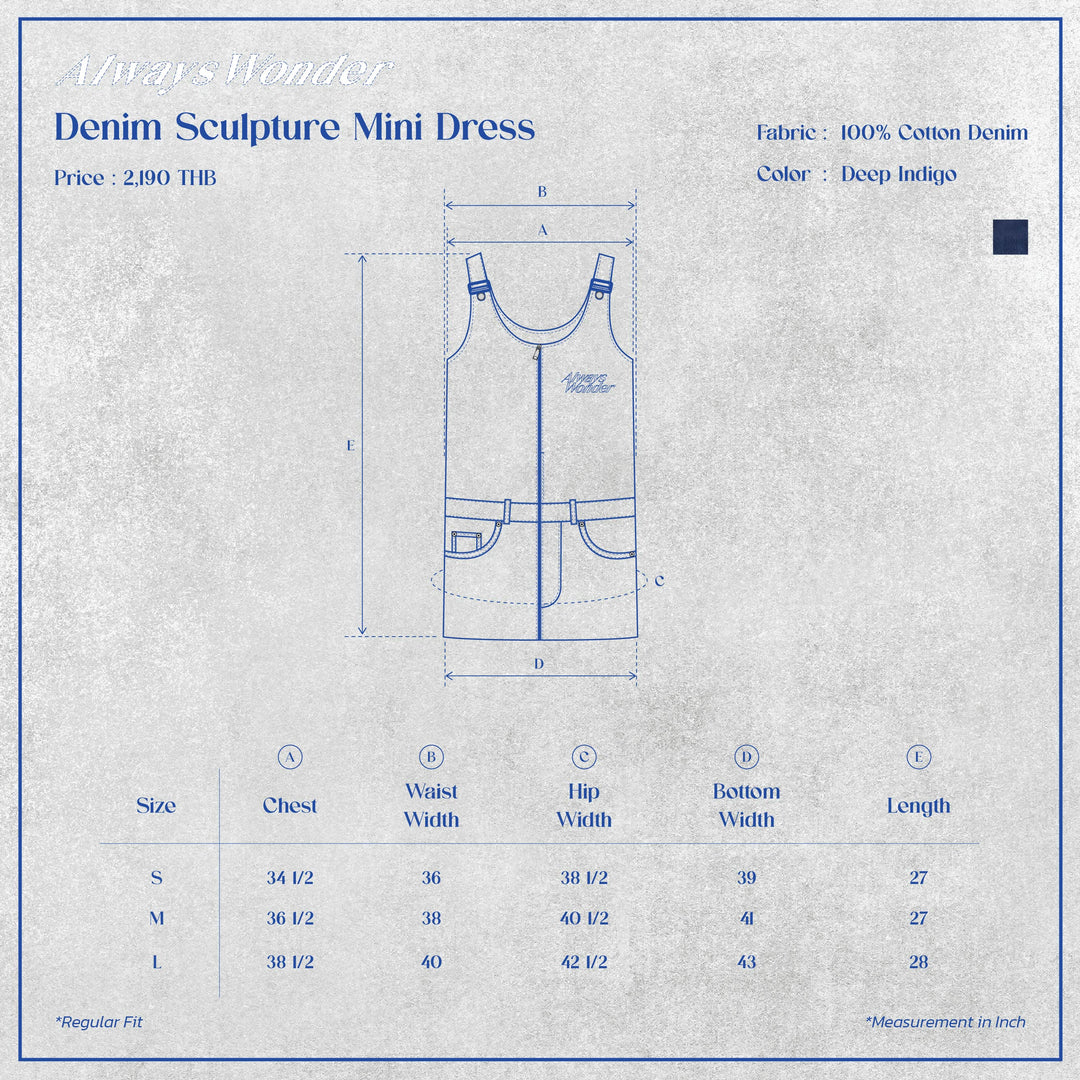 (Pre-order) Denim Sculpture Mini Dress | Deep Indigo