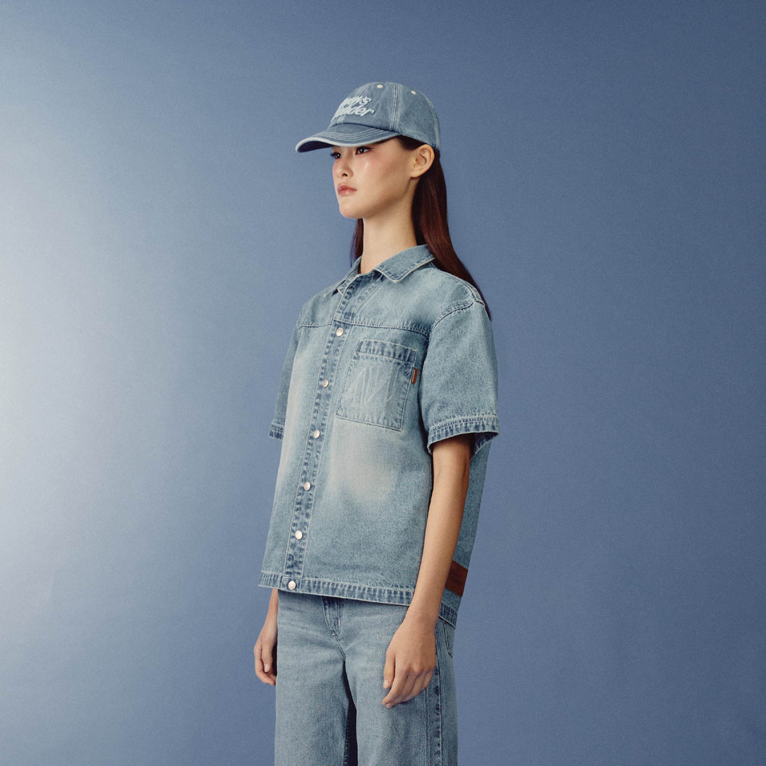 Ease Light-form Denim Shirt | Washed Sky Blue