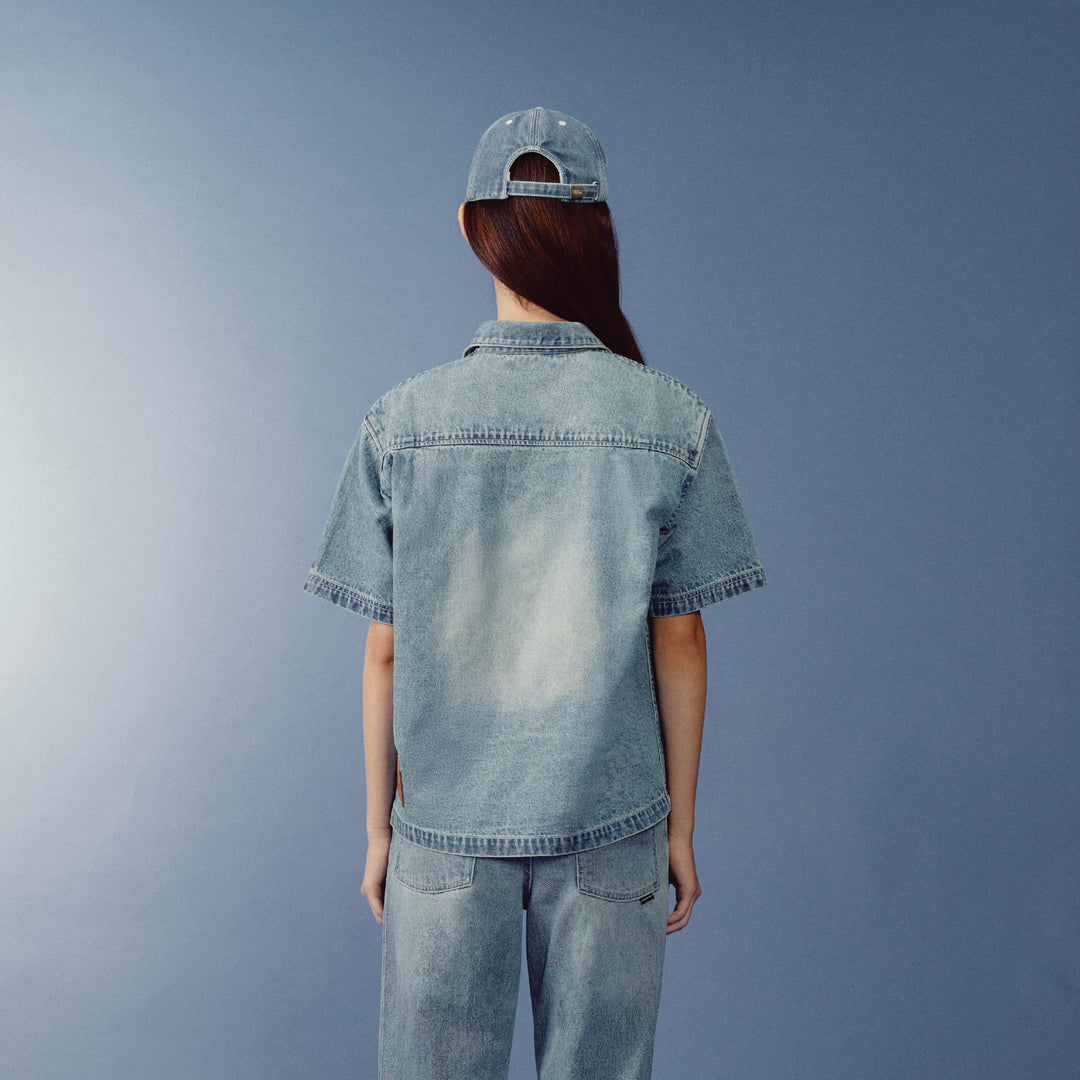 Ease Light-form Denim Shirt | Washed Sky Blue