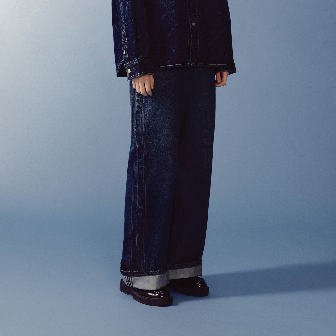 (Pre-order) Sculpture Form Denim Pants | Deep Indigo