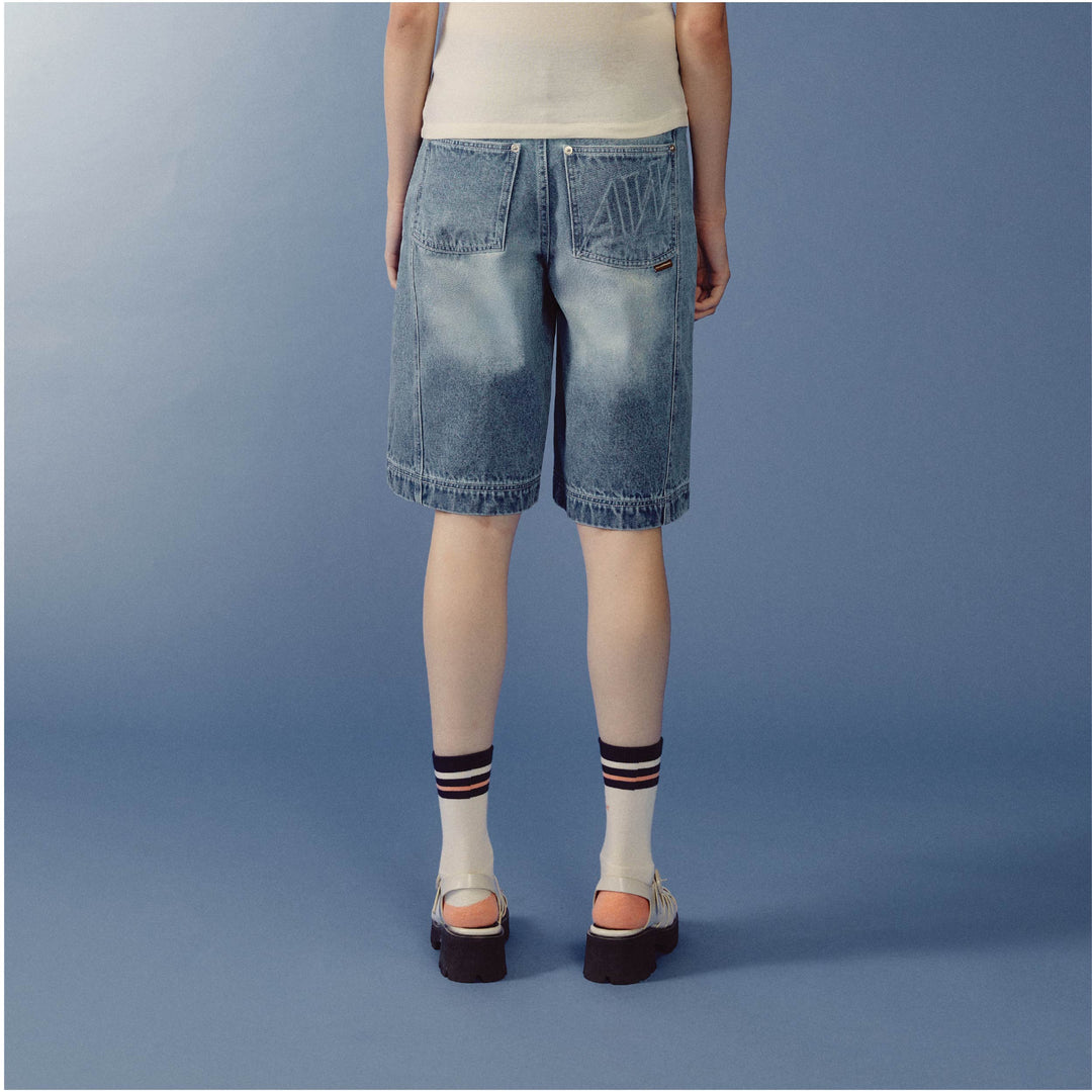 Ease Light-form Denim Shorts | Washed Sky Blue