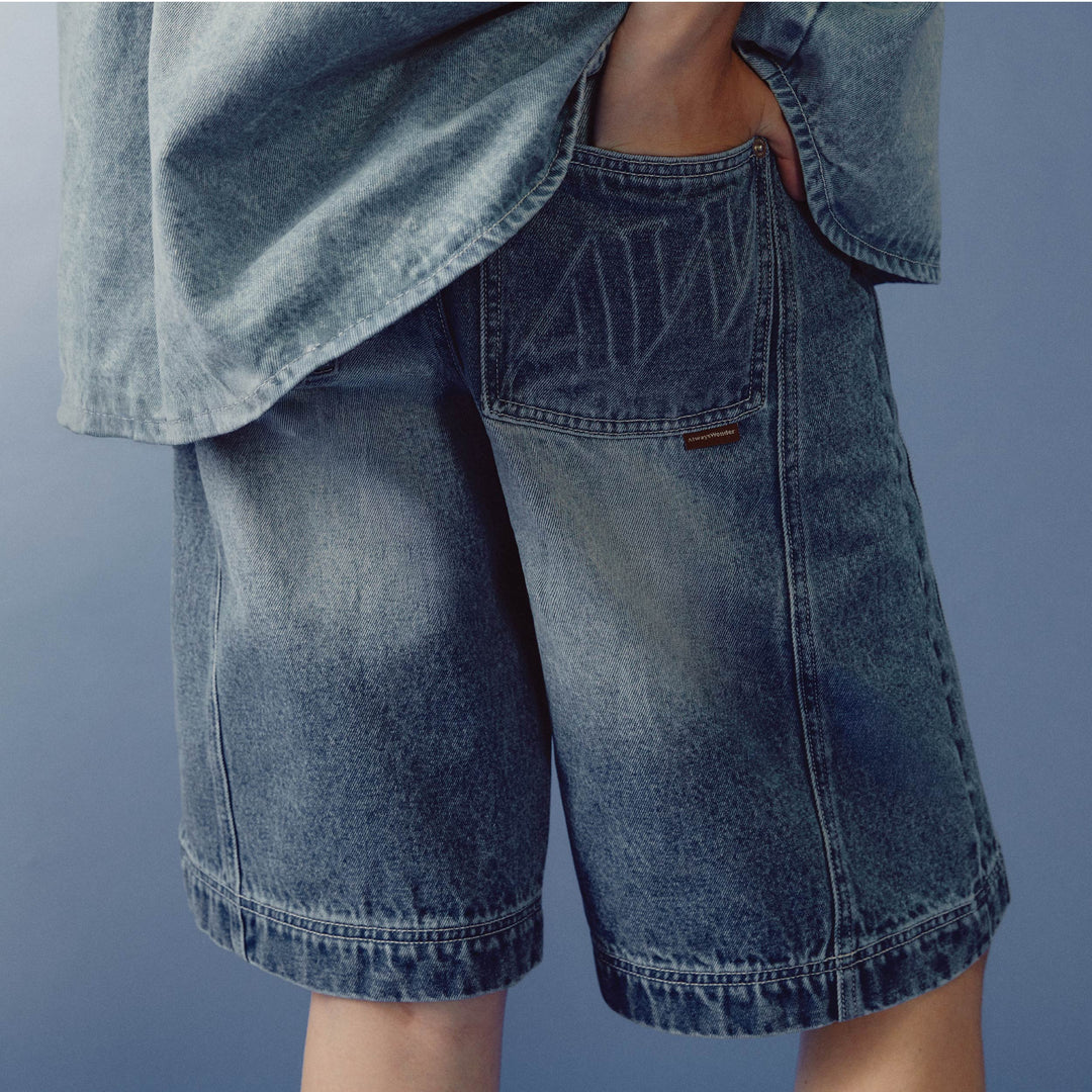 Ease Light-form Denim Shorts | Washed Sky Blue