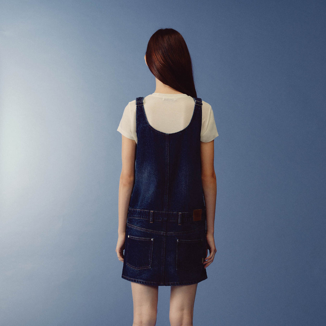 (Pre-order) Denim Sculpture Mini Dress | Deep Indigo