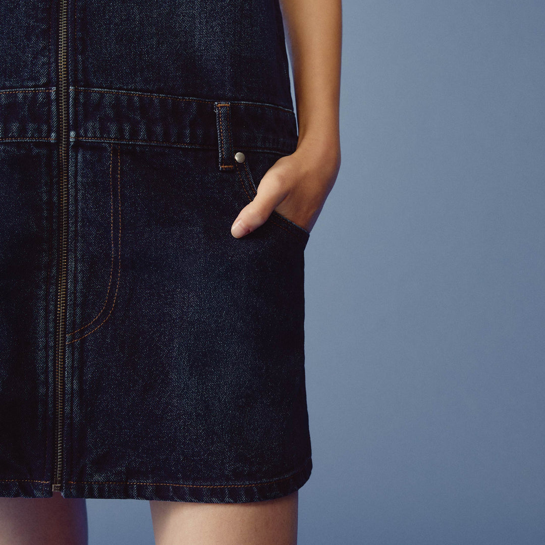 (Pre-order) Denim Sculpture Mini Dress | Deep Indigo