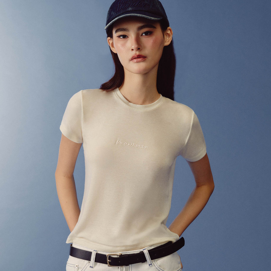 Relaxed Logo Baby Tee | Sand beige