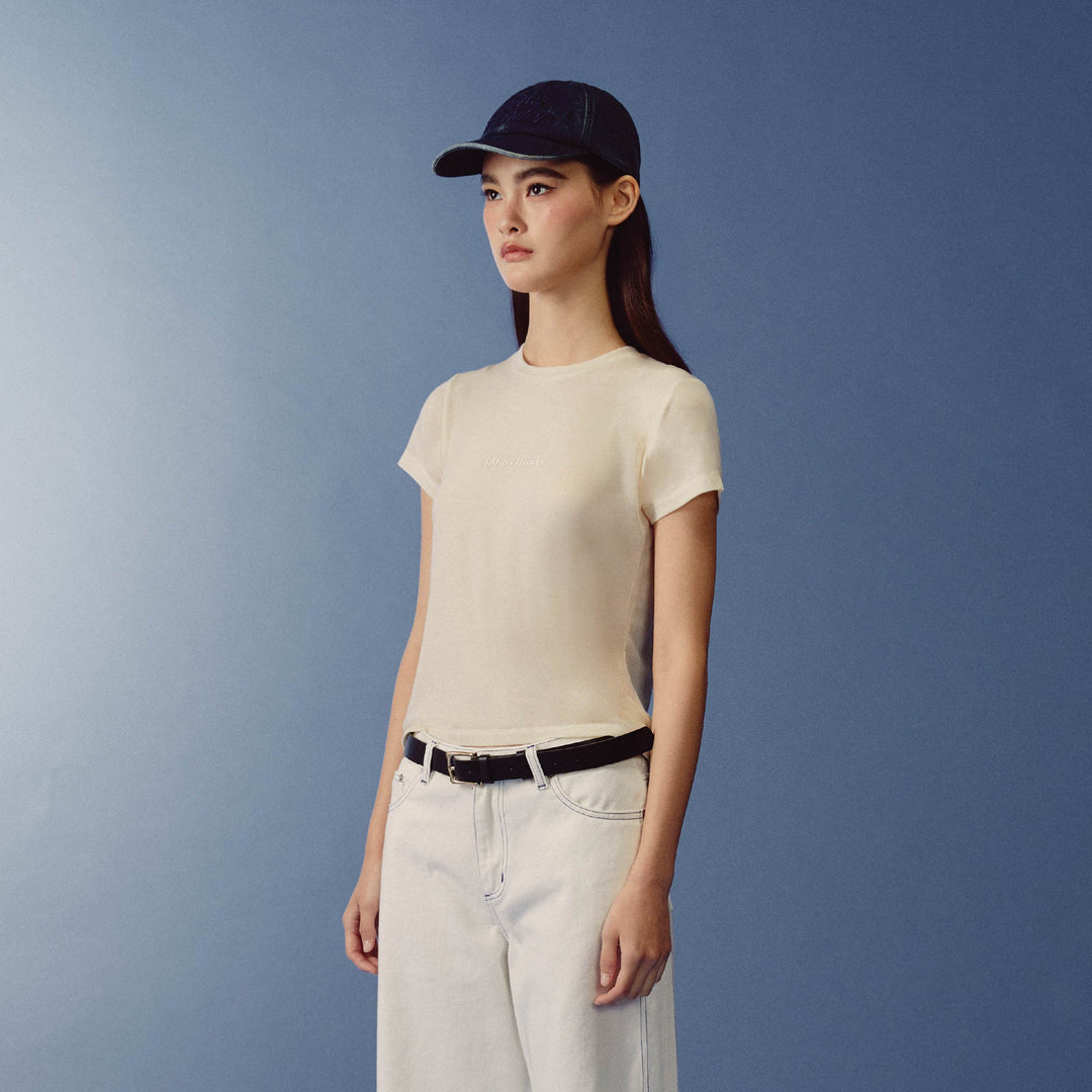 Relaxed Logo Baby Tee | Sand beige