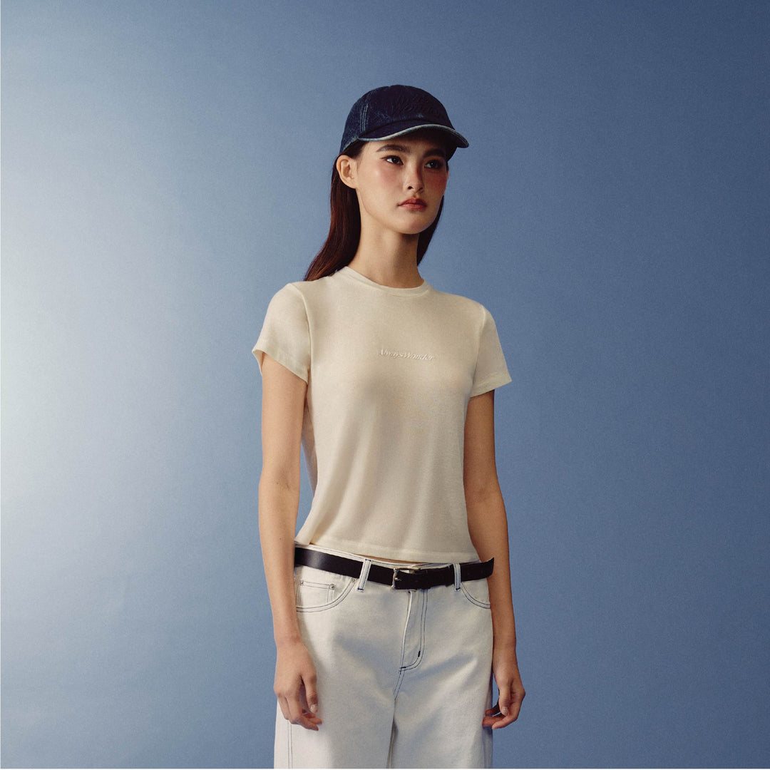 Relaxed Logo Baby Tee | Sand beige