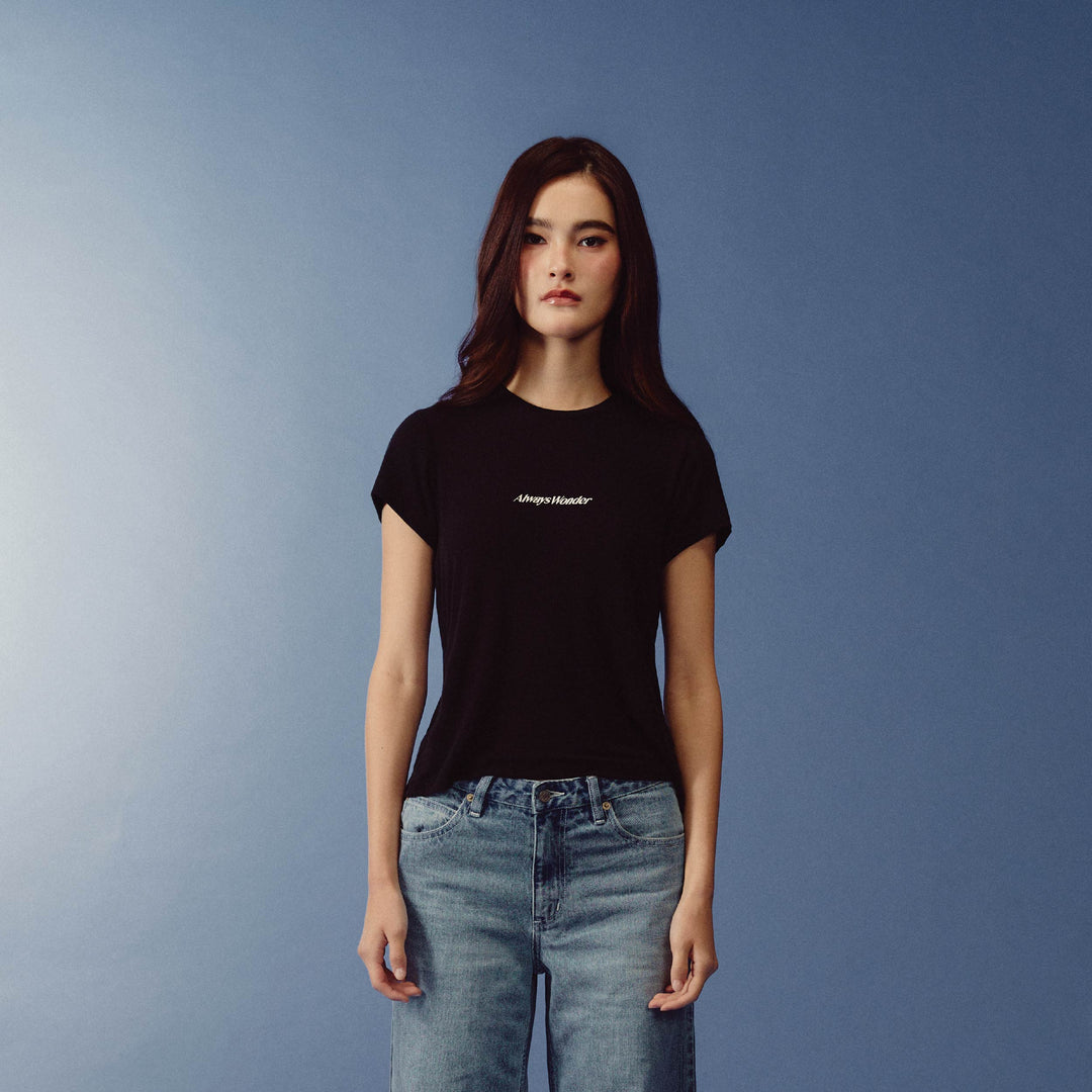 Relaxed Logo Baby Tee | Ink Black