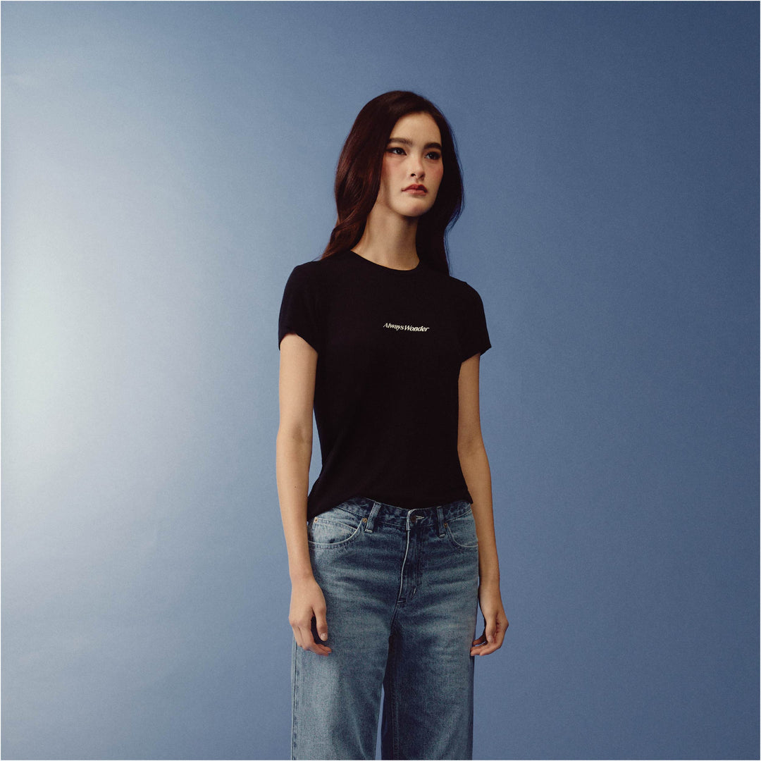 Relaxed Logo Baby Tee | Ink Black