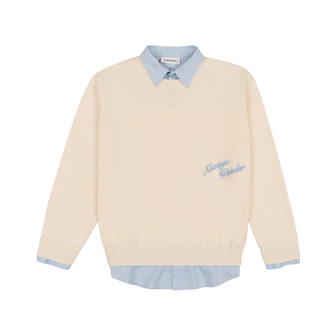 ( Pre-order ) Quiet Layered Sweater | Ivory Mist