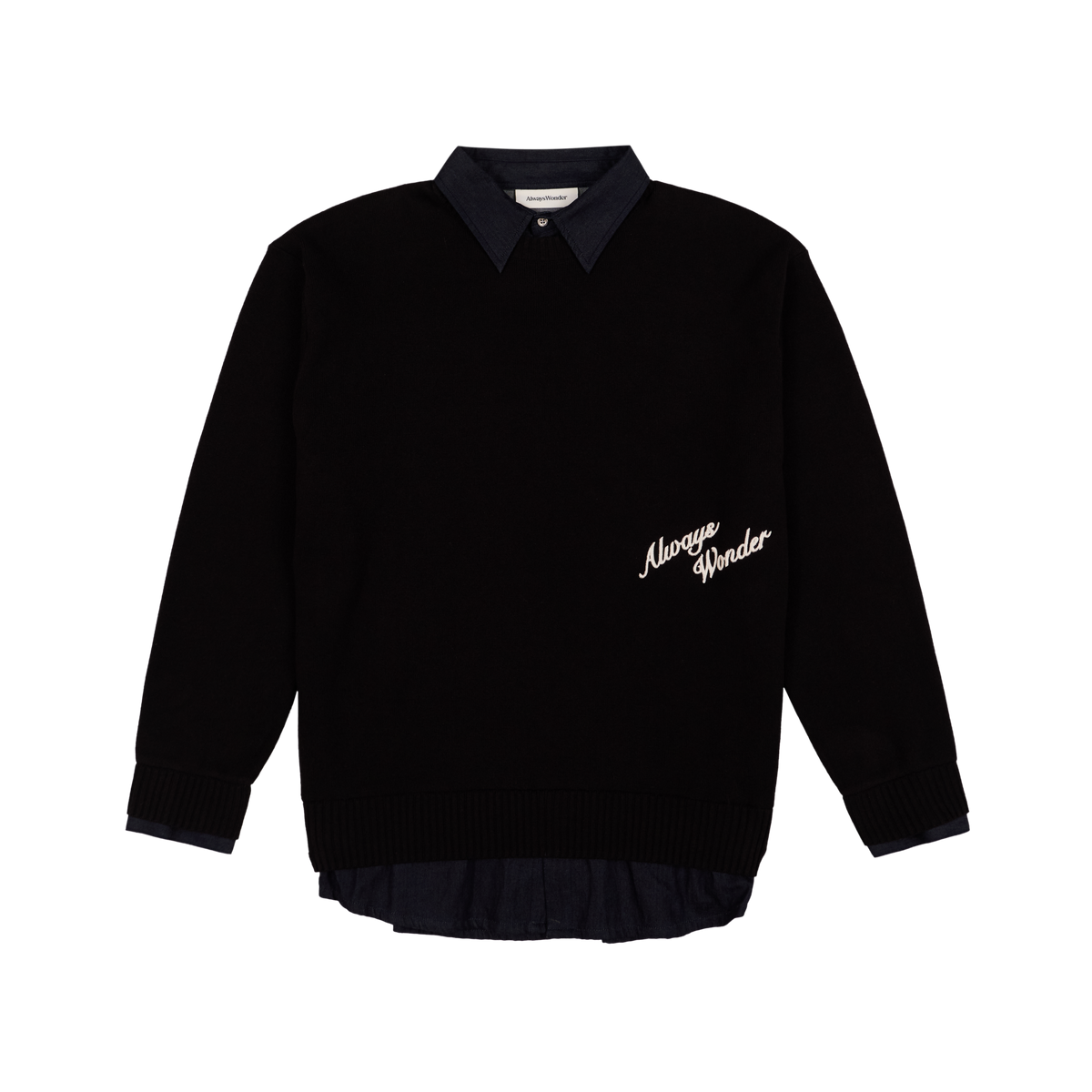 Quiet Layered Sweater | Charcoal – AlwaysWonder KEEP THE WONDER : BLACK SWEATER & SCARF