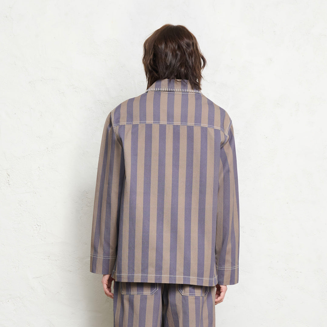 Waterlily Stripe Blazer | Sage Sky