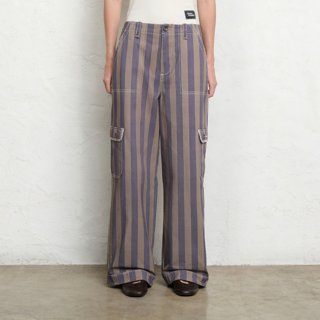 Waterlily Stripe Trousers | Sage Sky