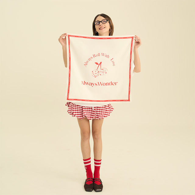 AlwaysWonder | 'Roll with Love' Light Red Scarf