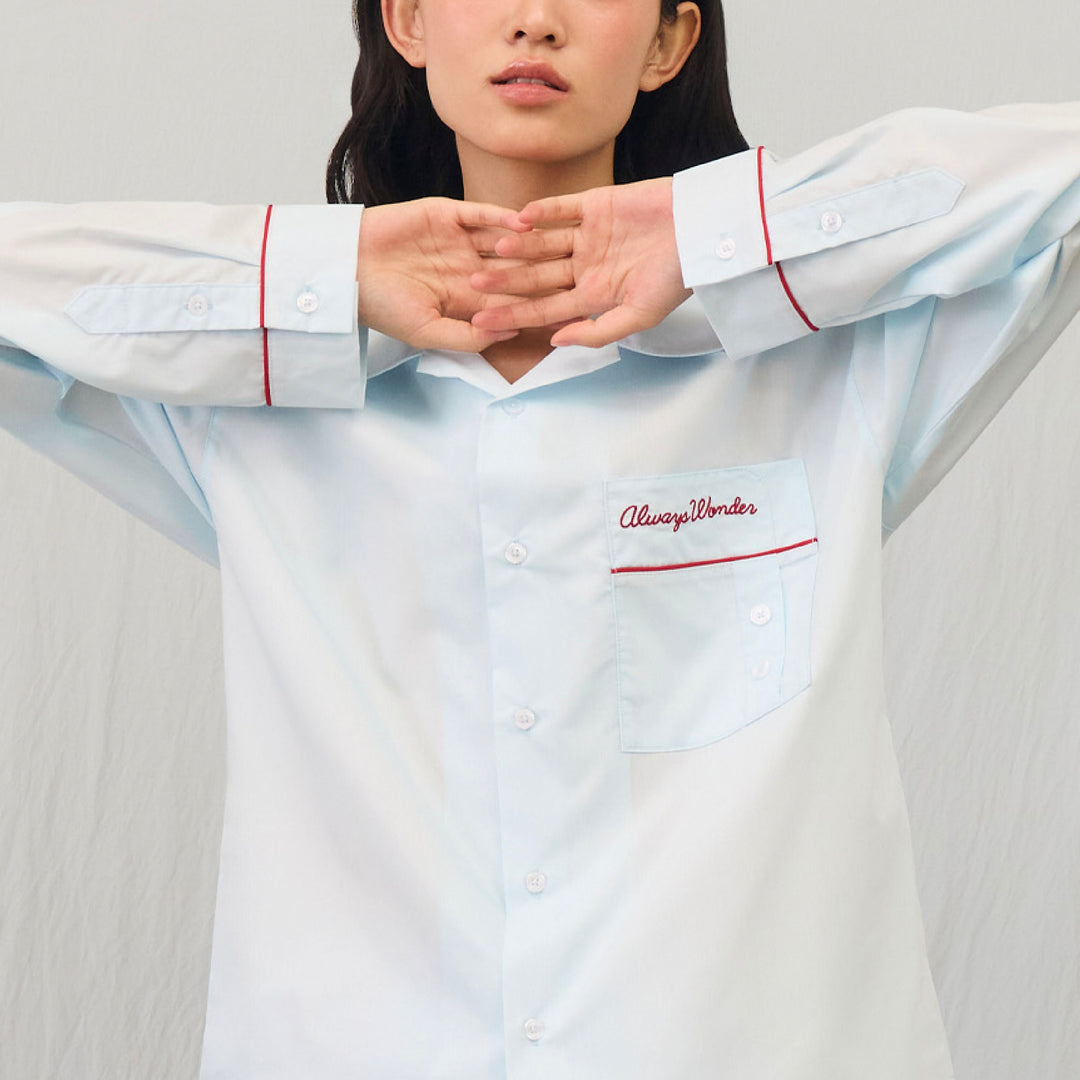 Soft Day and Night Lounge Set | Soft Blue with Cherry stitch
