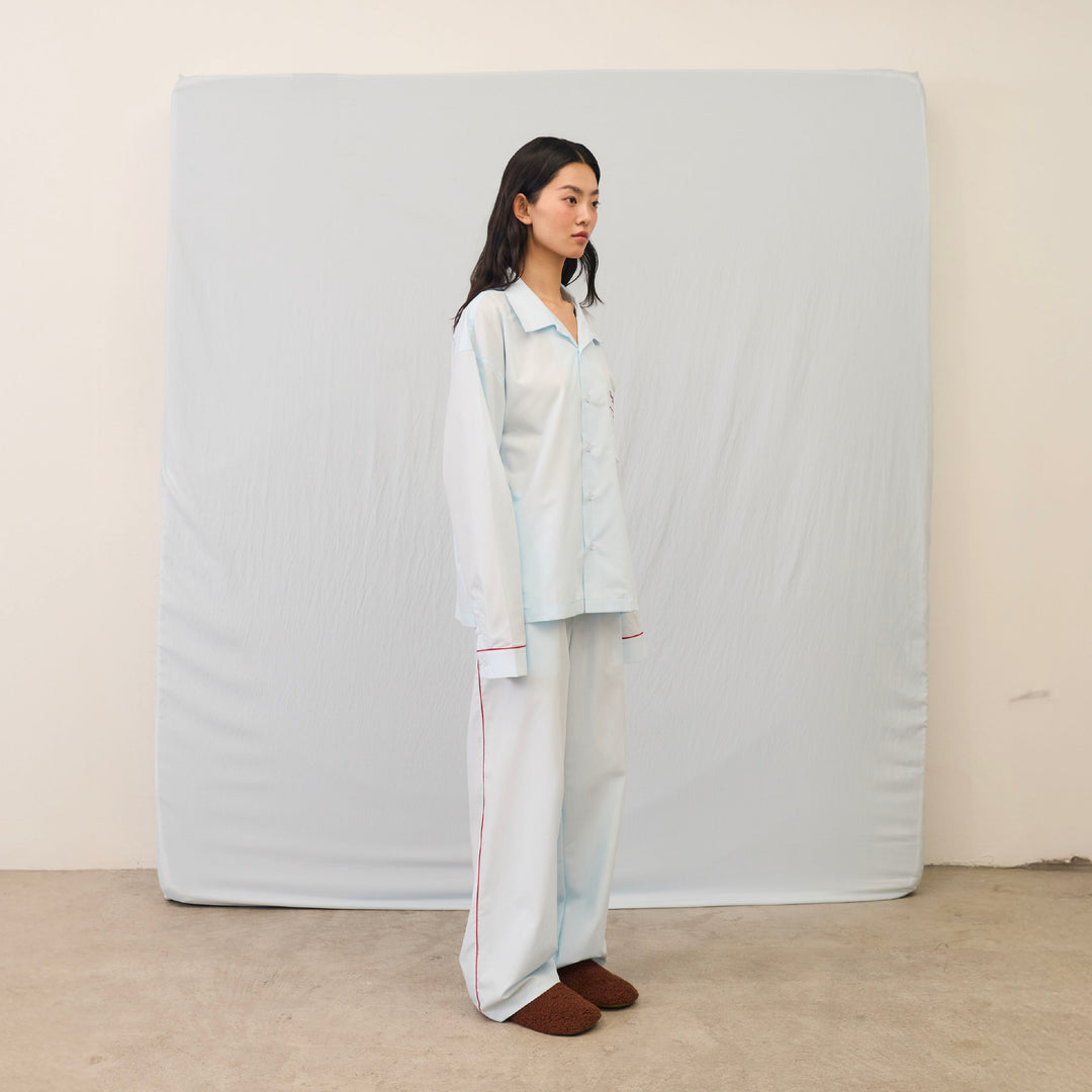 Soft Day and Night Lounge Set | Soft Blue with Cherry stitch