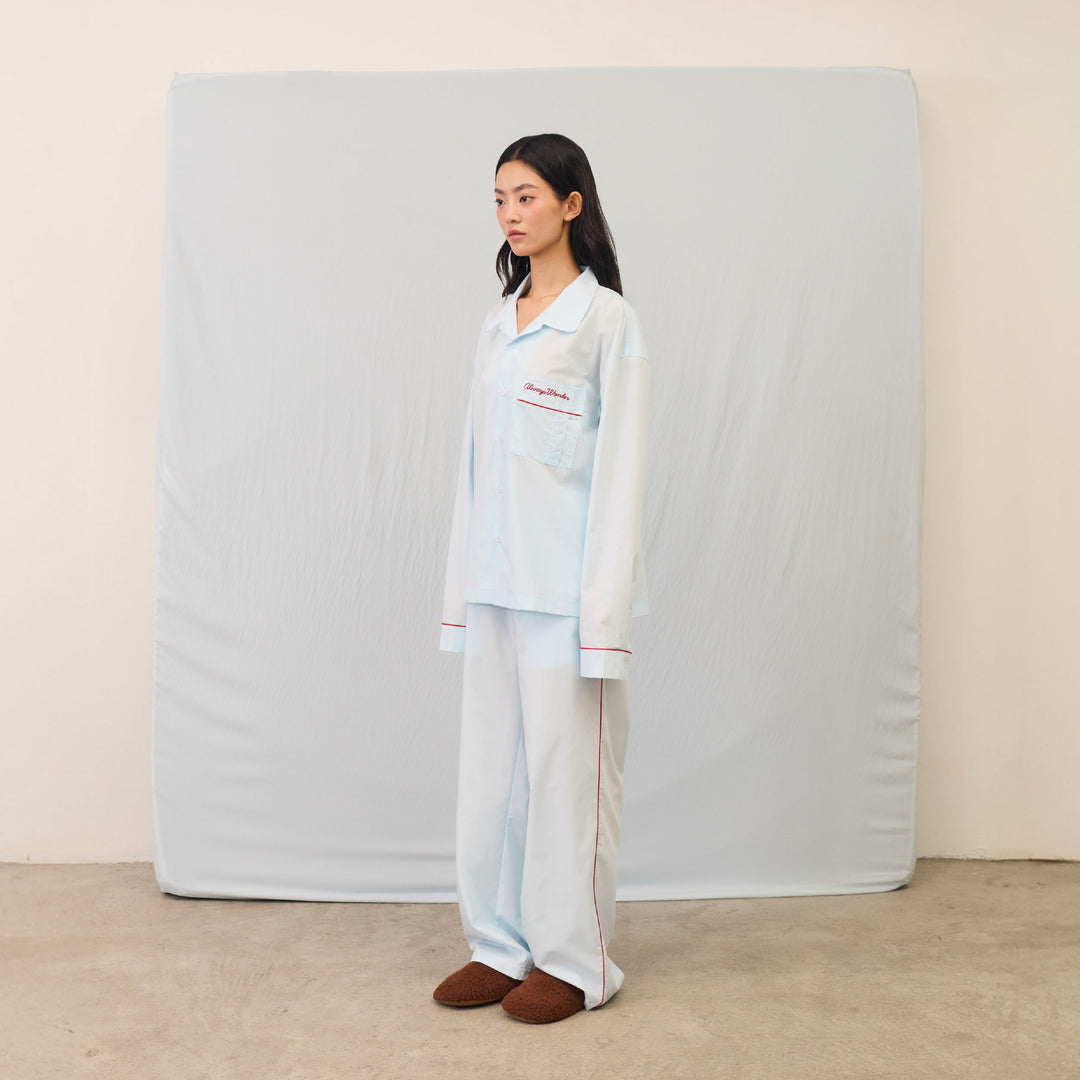 Soft Day and Night Lounge Set | Soft Blue with Cherry stitch