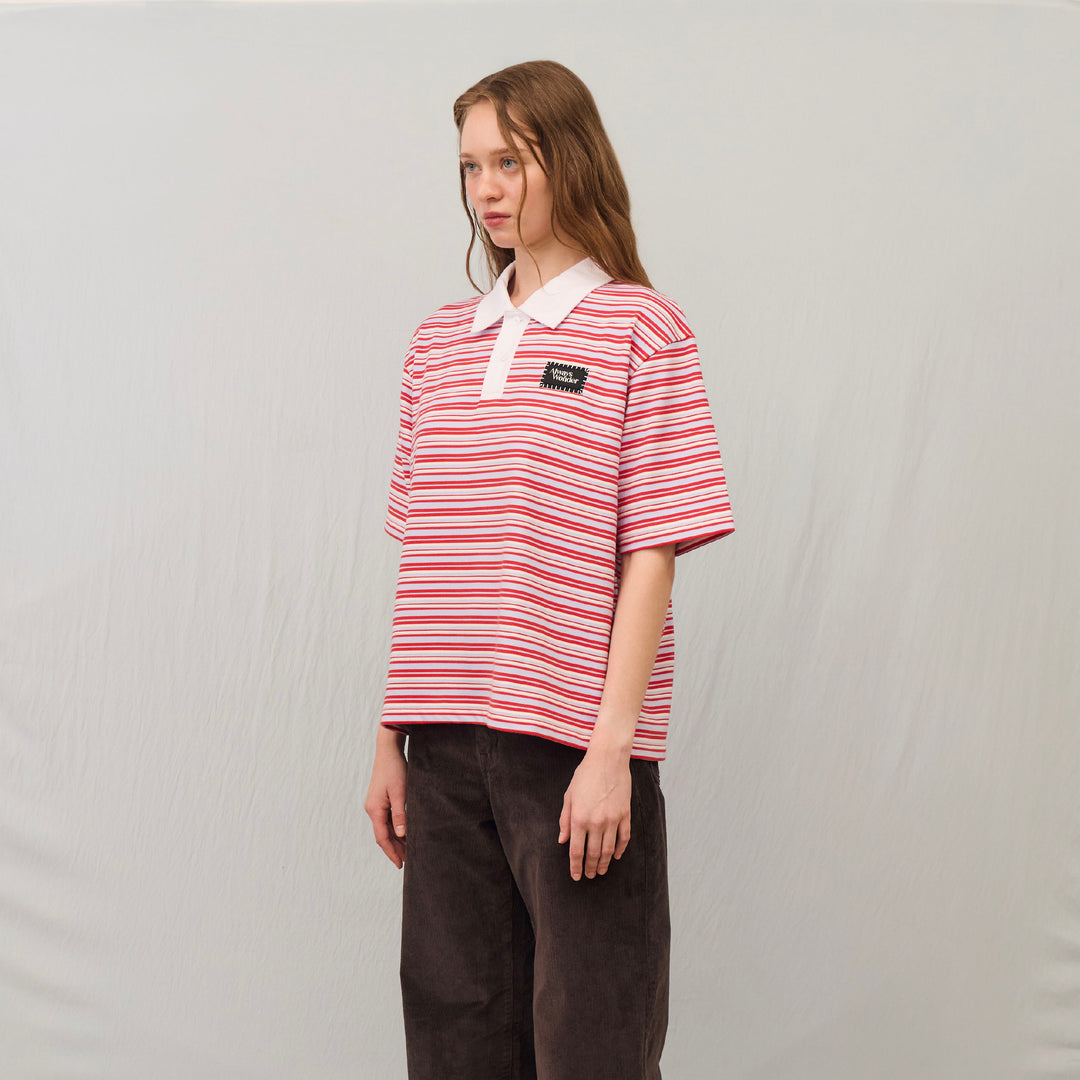 (Pre-order) Comfort Stripe Short-Sleeve polo | Cheery Sky