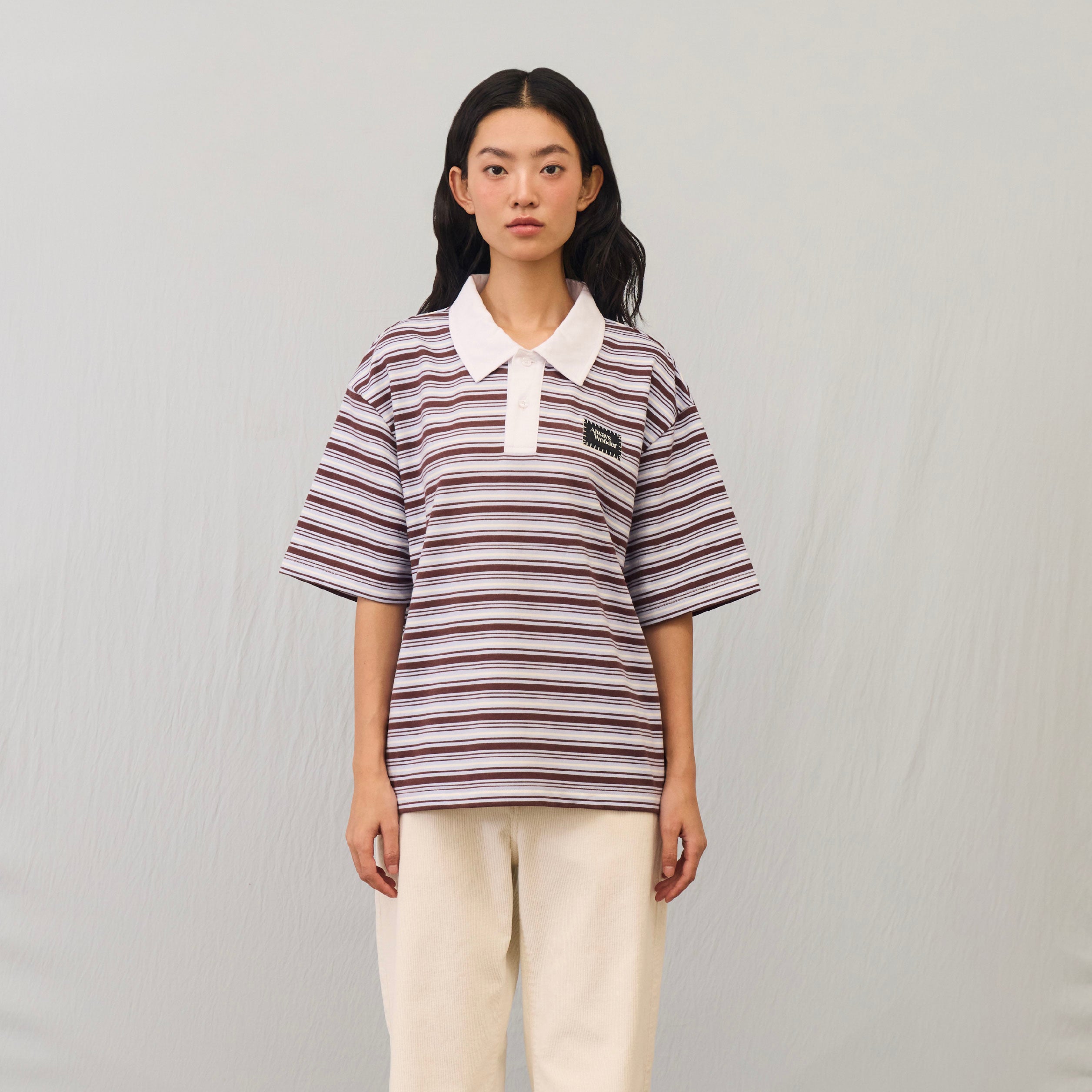 Comfort Stripe Short-Sleeve polo | Mocha Sky – AlwaysWonder