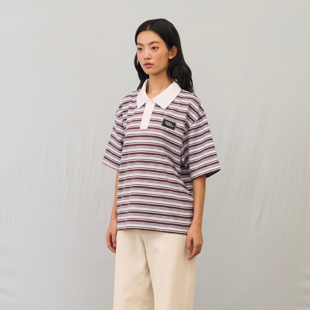 (Pre-order) Comfort Stripe Short-Sleeve polo | Mocha Sky