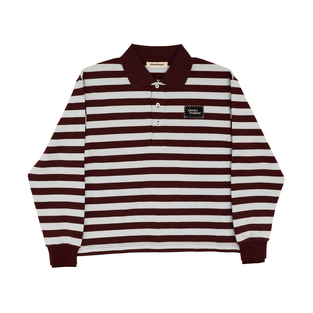 Harmony Long-Sleeve Stripe polo | Mocha Sky