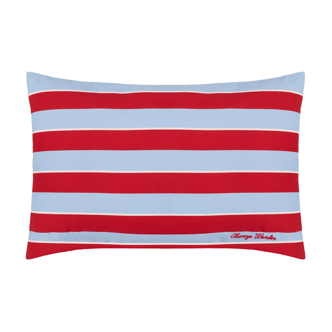 Homey Comfort Pillow Case | Clear sky blue with cherry accent