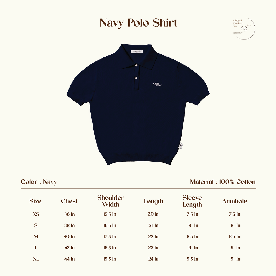 AlwaysWonder | 'A Digital Heartbeat'  Navy Polo Shirt