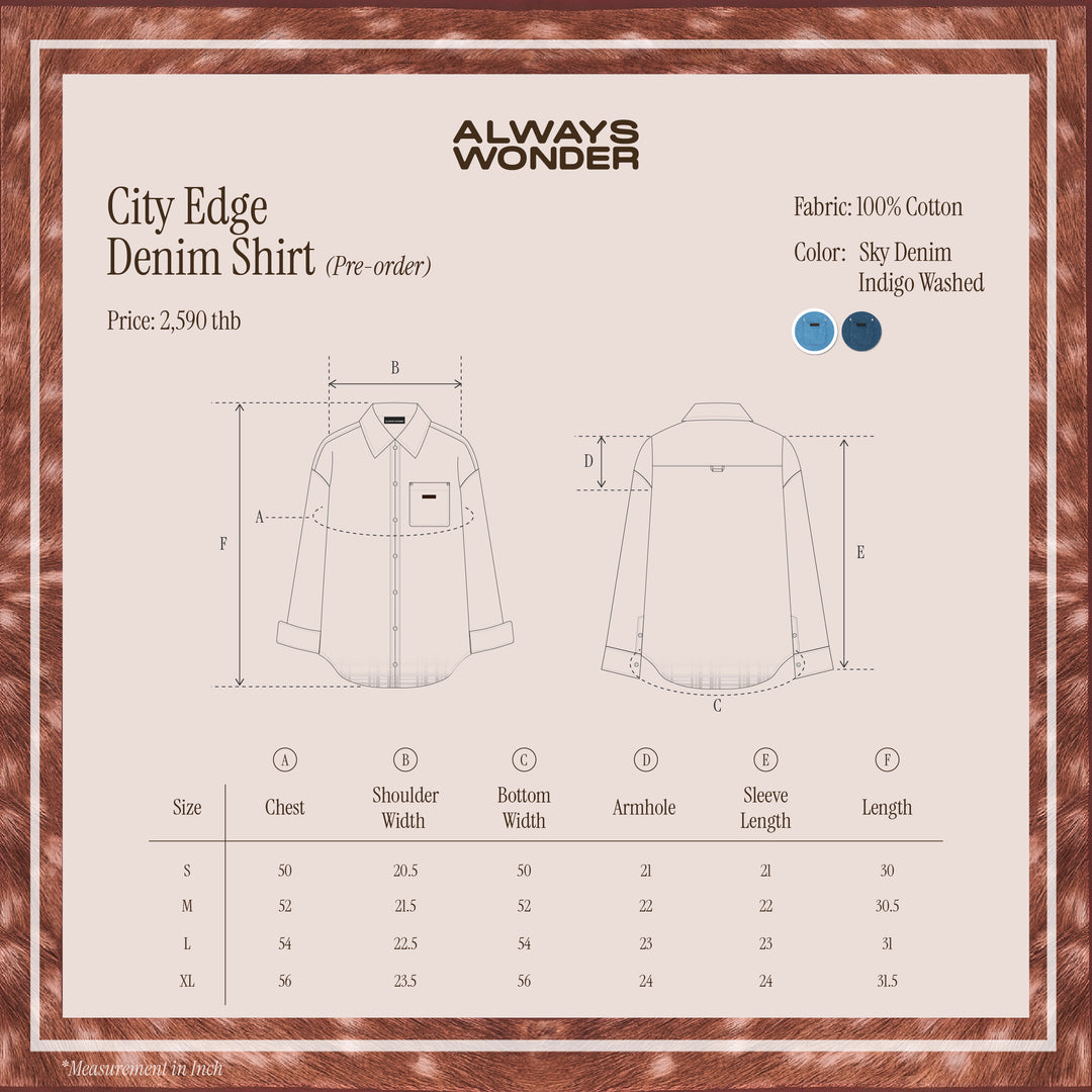 (Pre-order) City Edge Denim Shirt | Sky Denim