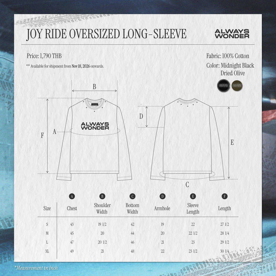 (Pre order) Joy Ride Oversized Long-Sleeve | Midnight Black
