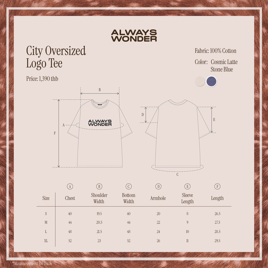 City Oversized Logo Tee | Stone Blue